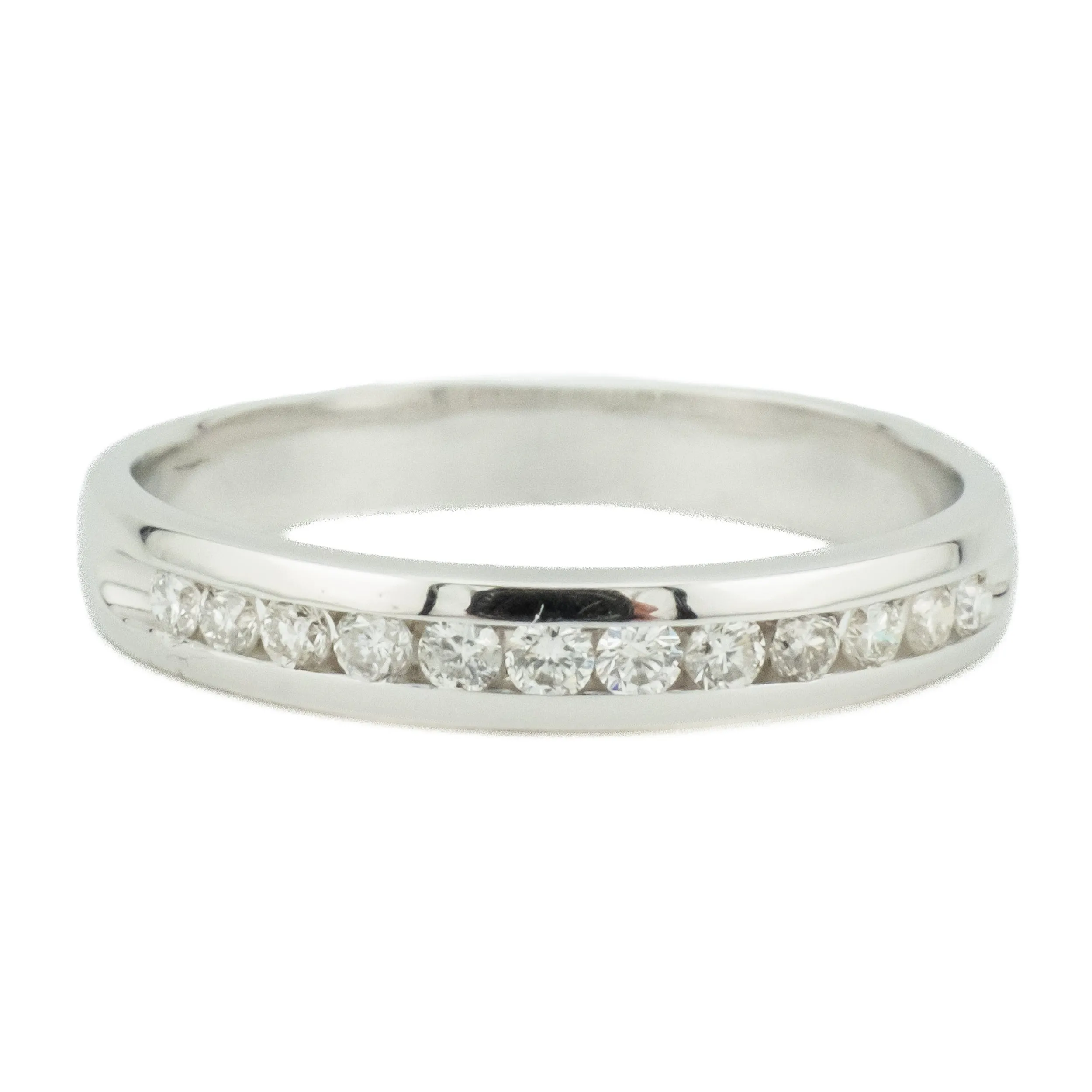 0.25ctw Diamond Accented Wedding Band Ring in 14K White Gold - Size 6.75