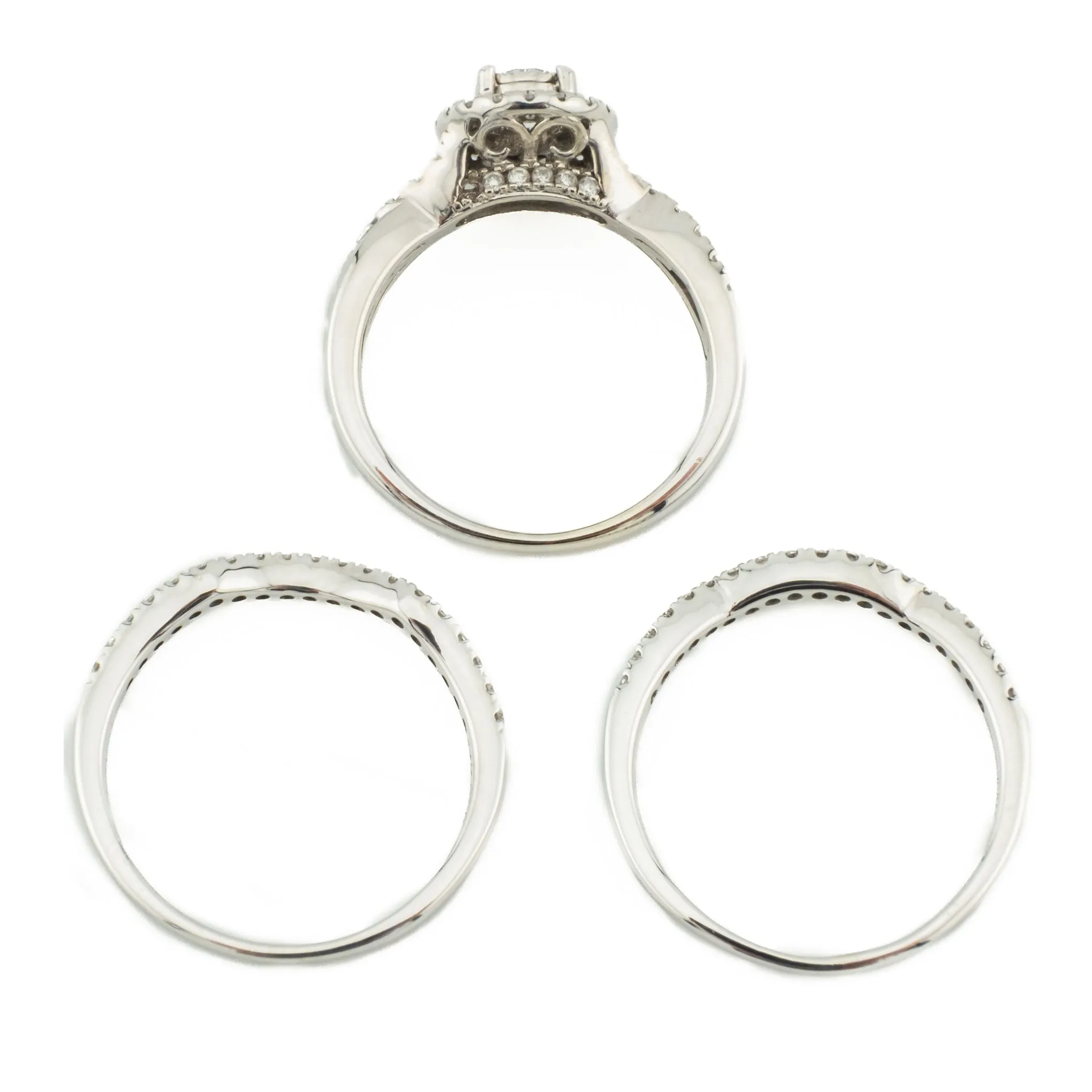0.25ctw Round Diamond H/I1 & Accented Bridal Wedding Set in 14K White Gold - Size 7.25