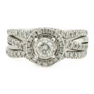 0.25ctw Round Diamond H/I1 & Accented Bridal Wedding Set in 14K White Gold - Size 7.25