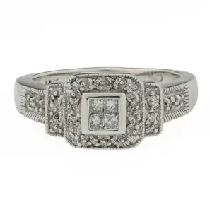 0.32ctw Diamond Accented Cluster Lady's Ring in 14K White Gold - Size 5.75