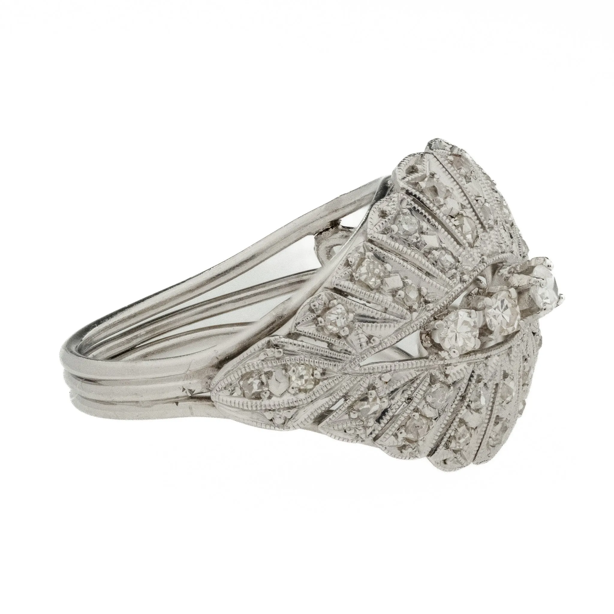 0.38ctw Diamond Accented Art Deco Vintage Ring in Platinum .950 -Size 4.5