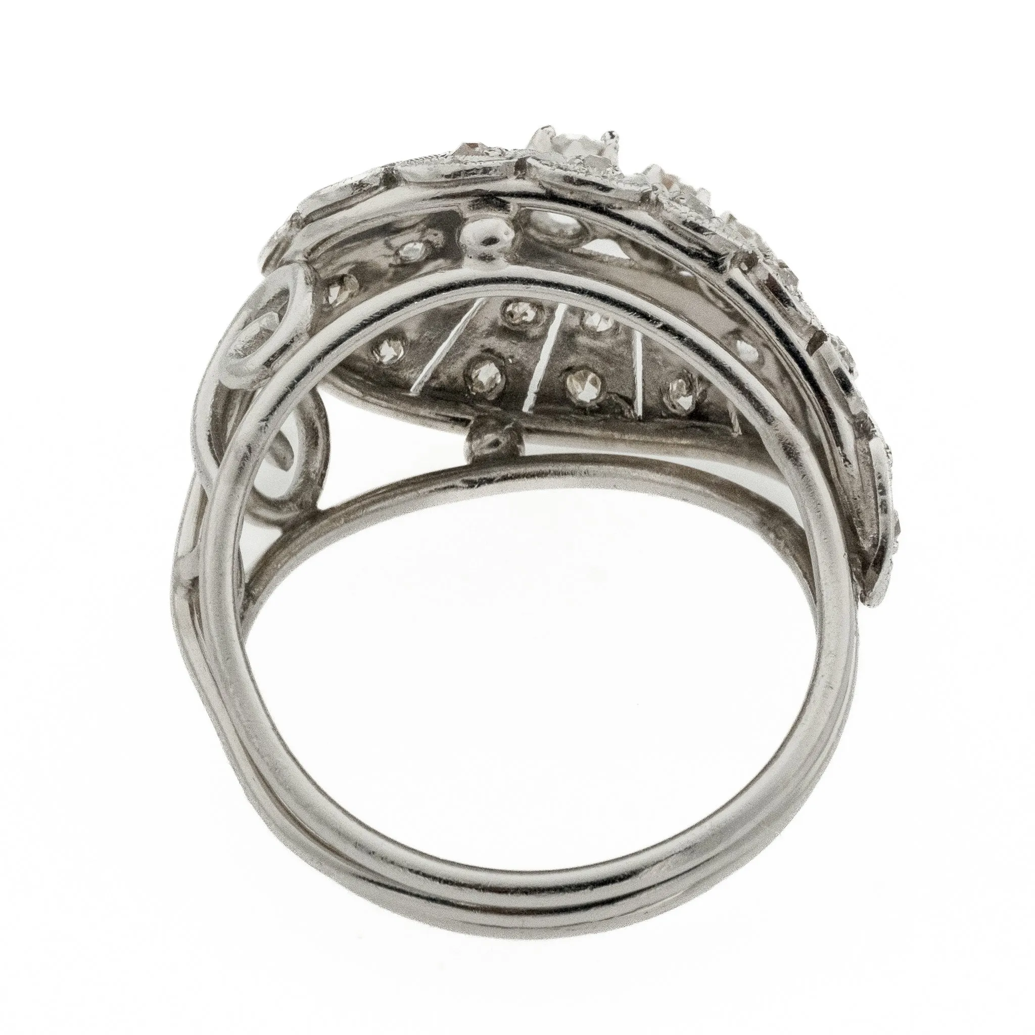 0.38ctw Diamond Accented Art Deco Vintage Ring in Platinum .950 -Size 4.5