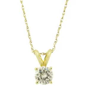 0.46ctw Round Diamond Solitaire Pendant in 14K Yellow Gold - Chain Not Included