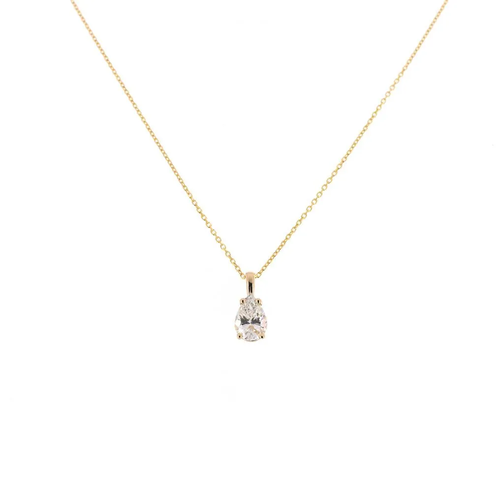 0.50ct Pear Diamond Pendant - 14K Yellow Gold