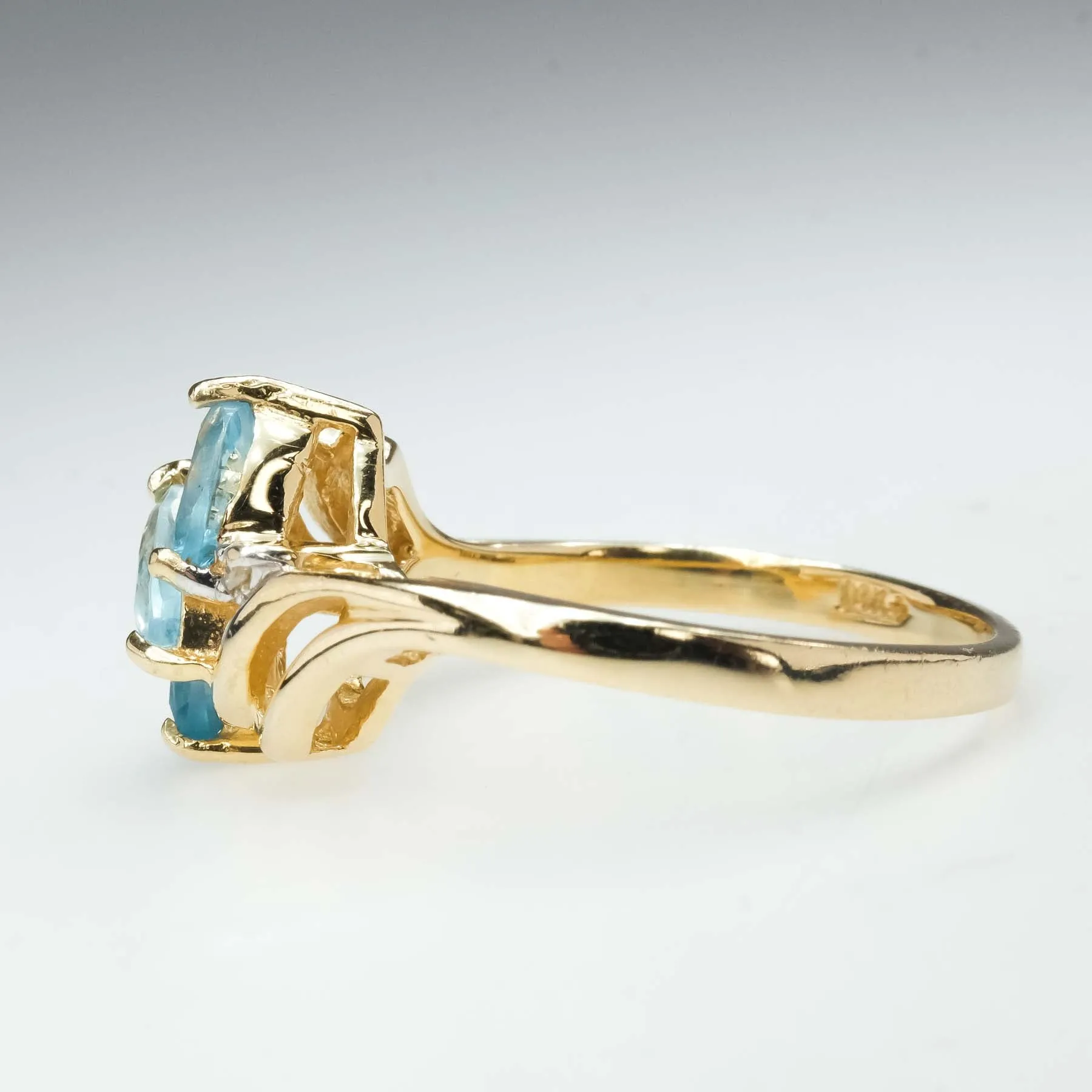 0.57ctw Blue Topaz with Diamond Accents Gemstone Ring in 14K Yellow Gold
