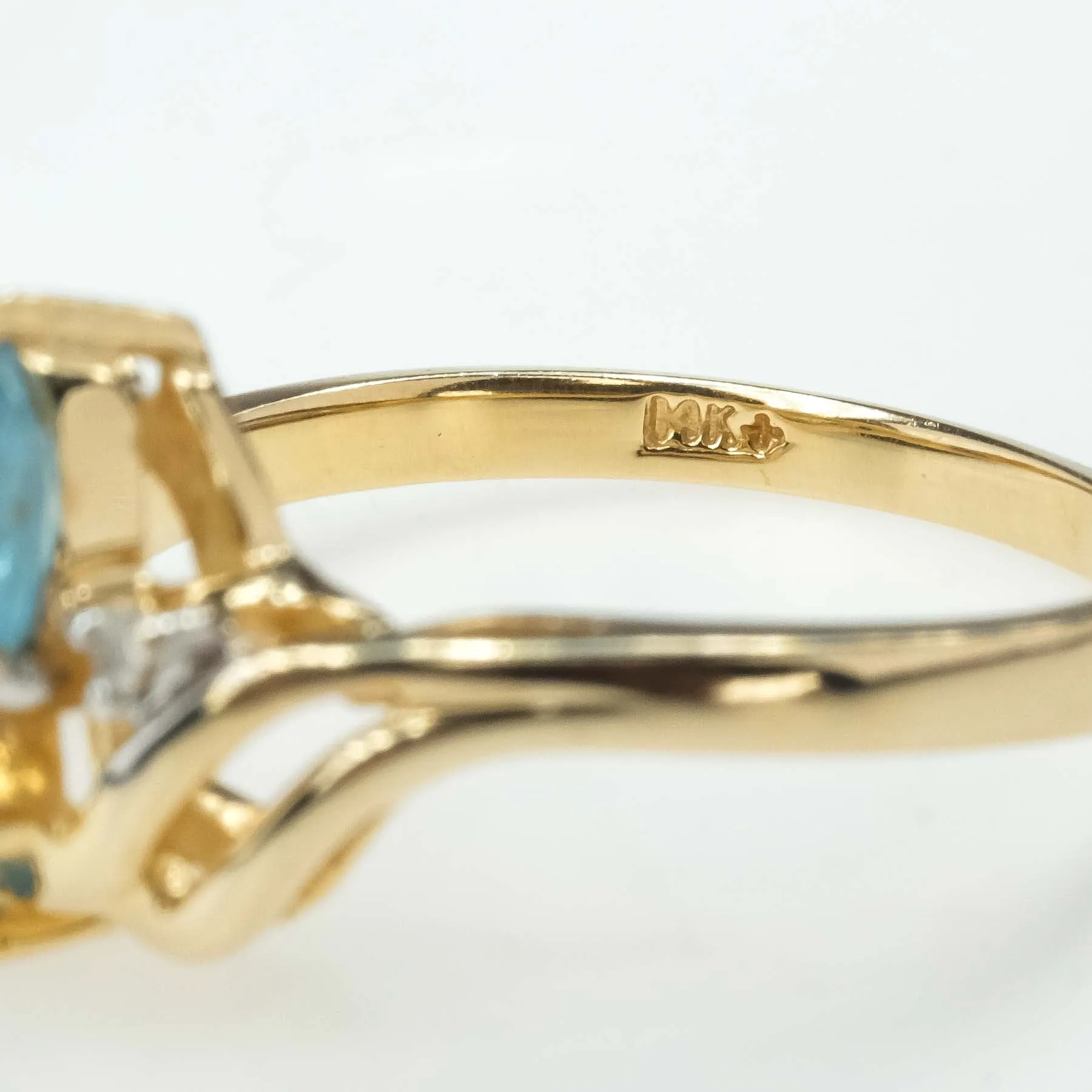 0.57ctw Blue Topaz with Diamond Accents Gemstone Ring in 14K Yellow Gold