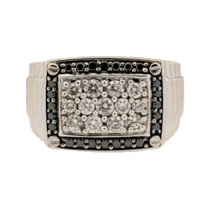 0.87ctw Diamond Cluster Men's Ring in 10K White Gold - Size 9.5