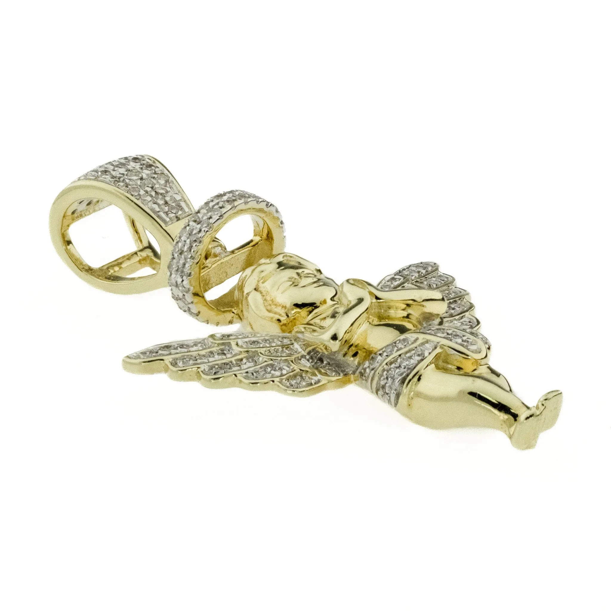 1.00ctw Diamond Accented Religious Angel Pendant in 10K Two-Tone Gold