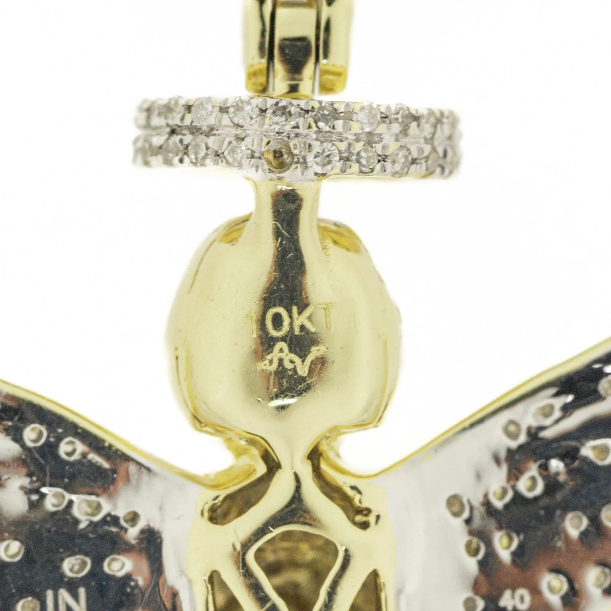 1.00ctw Diamond Accented Religious Angel Pendant in 10K Two-Tone Gold