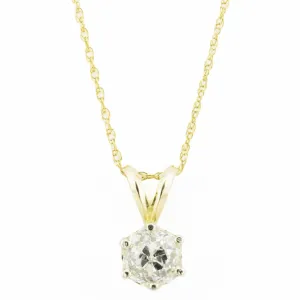 1.00ctw Old Mine Diamond Solitaire Pendant in 14K Yellow Gold - Chain Not Included