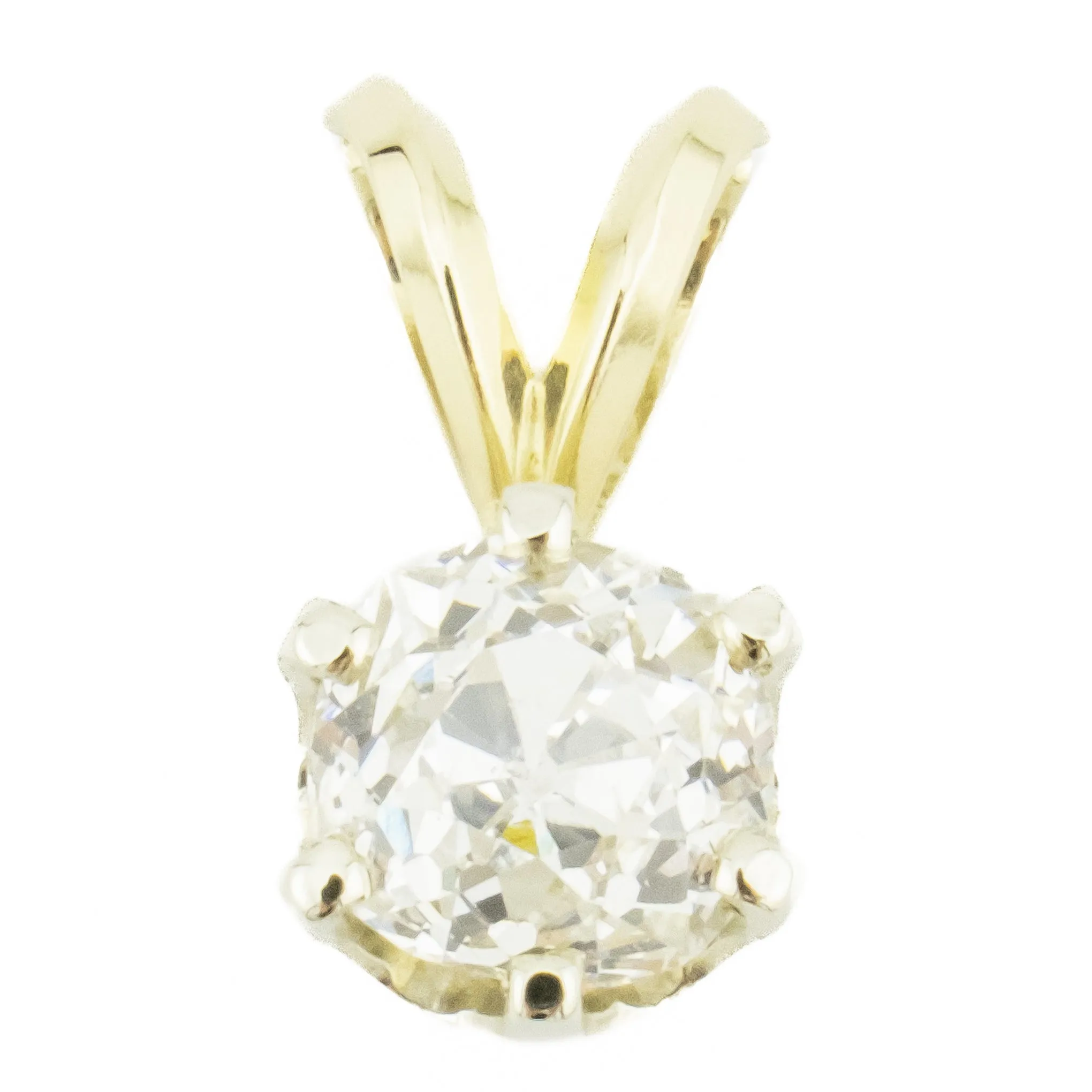 1.00ctw Old Mine Diamond Solitaire Pendant in 14K Yellow Gold - Chain Not Included