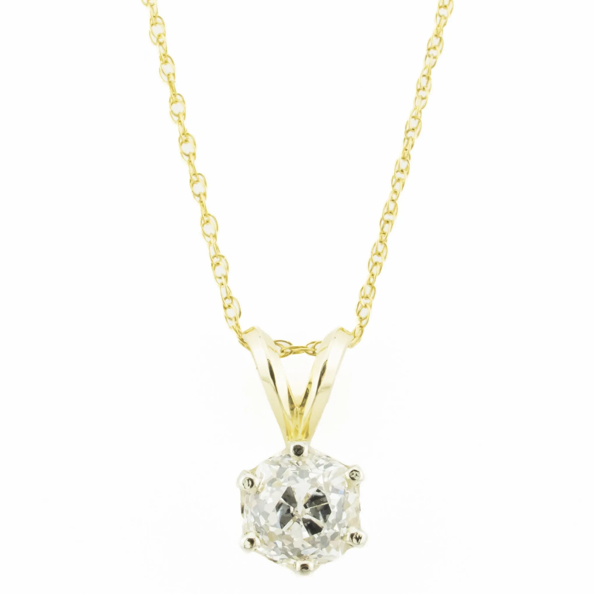 1.00ctw Old Mine Diamond Solitaire Pendant in 14K Yellow Gold - Chain Not Included