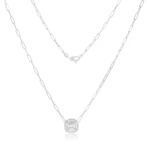 14ct White Gold 1/2 Carat Diamond On 45cm Chain