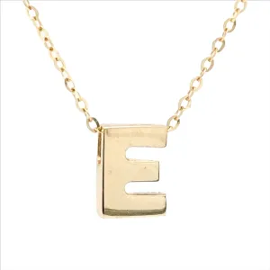 14K Y Gold initial 'E' pendant