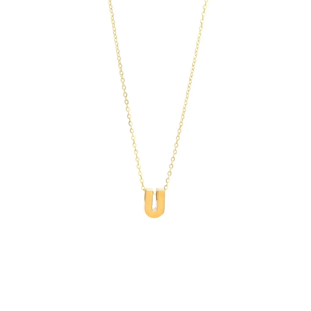 14K Y Gold initial 'U' pendant