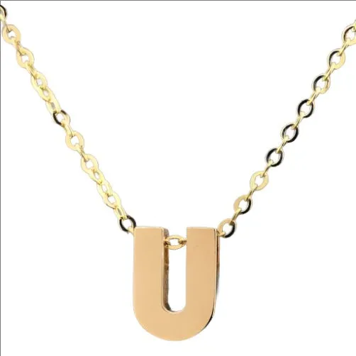 14K Y Gold initial 'U' pendant