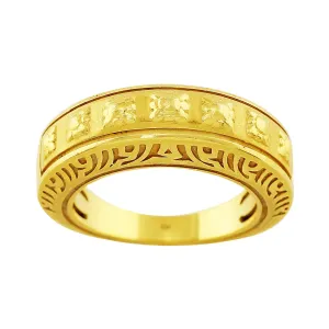 18k Yellow Gold Flower Carrera Y Carrera Band