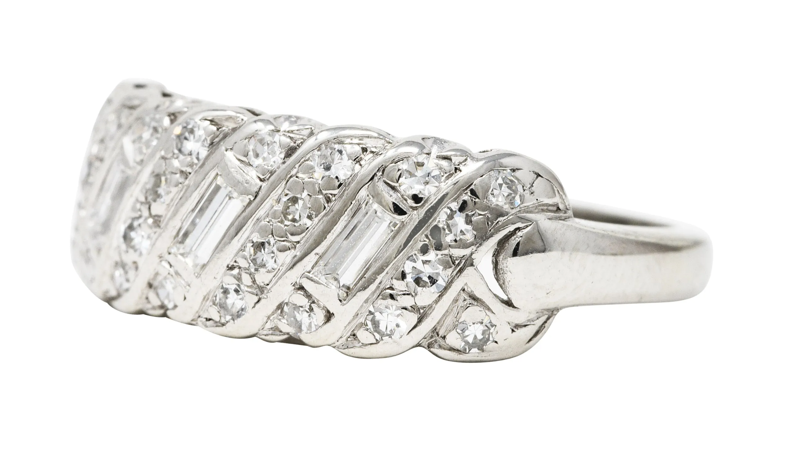 1930's Art Deco 0.50 CTW Diamond Platinum Vintage Woven Band Ring
