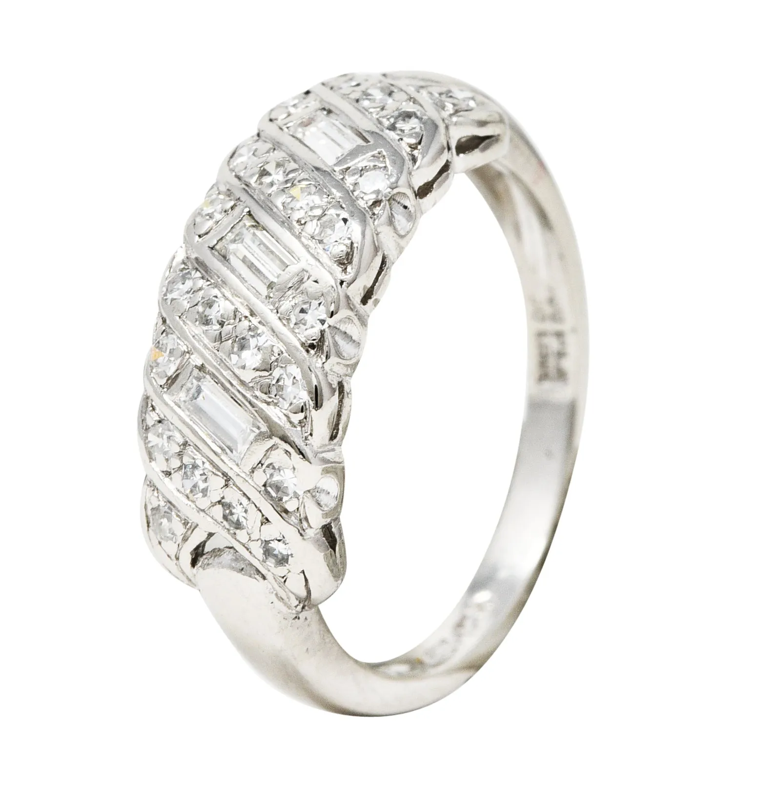 1930's Art Deco 0.50 CTW Diamond Platinum Vintage Woven Band Ring