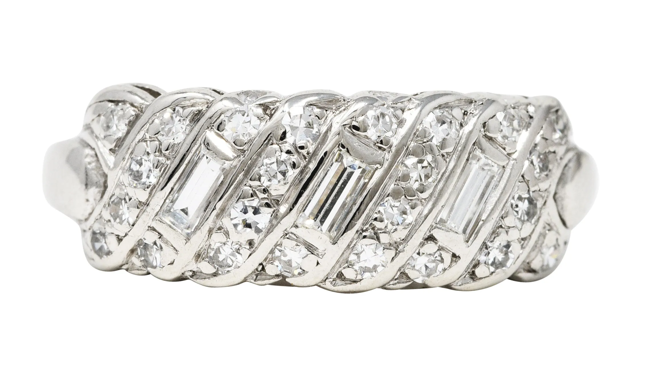 1930's Art Deco 0.50 CTW Diamond Platinum Vintage Woven Band Ring