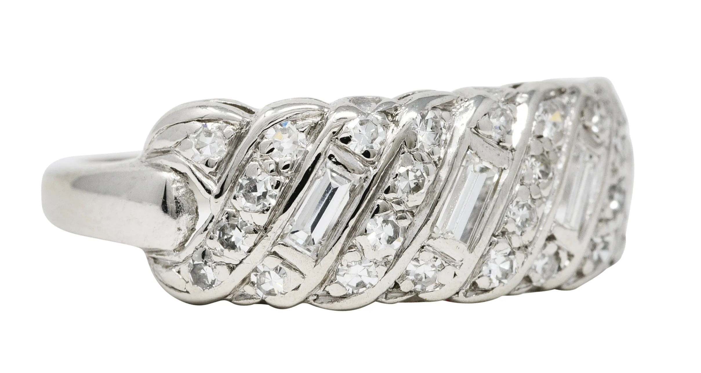 1930's Art Deco 0.50 CTW Diamond Platinum Vintage Woven Band Ring