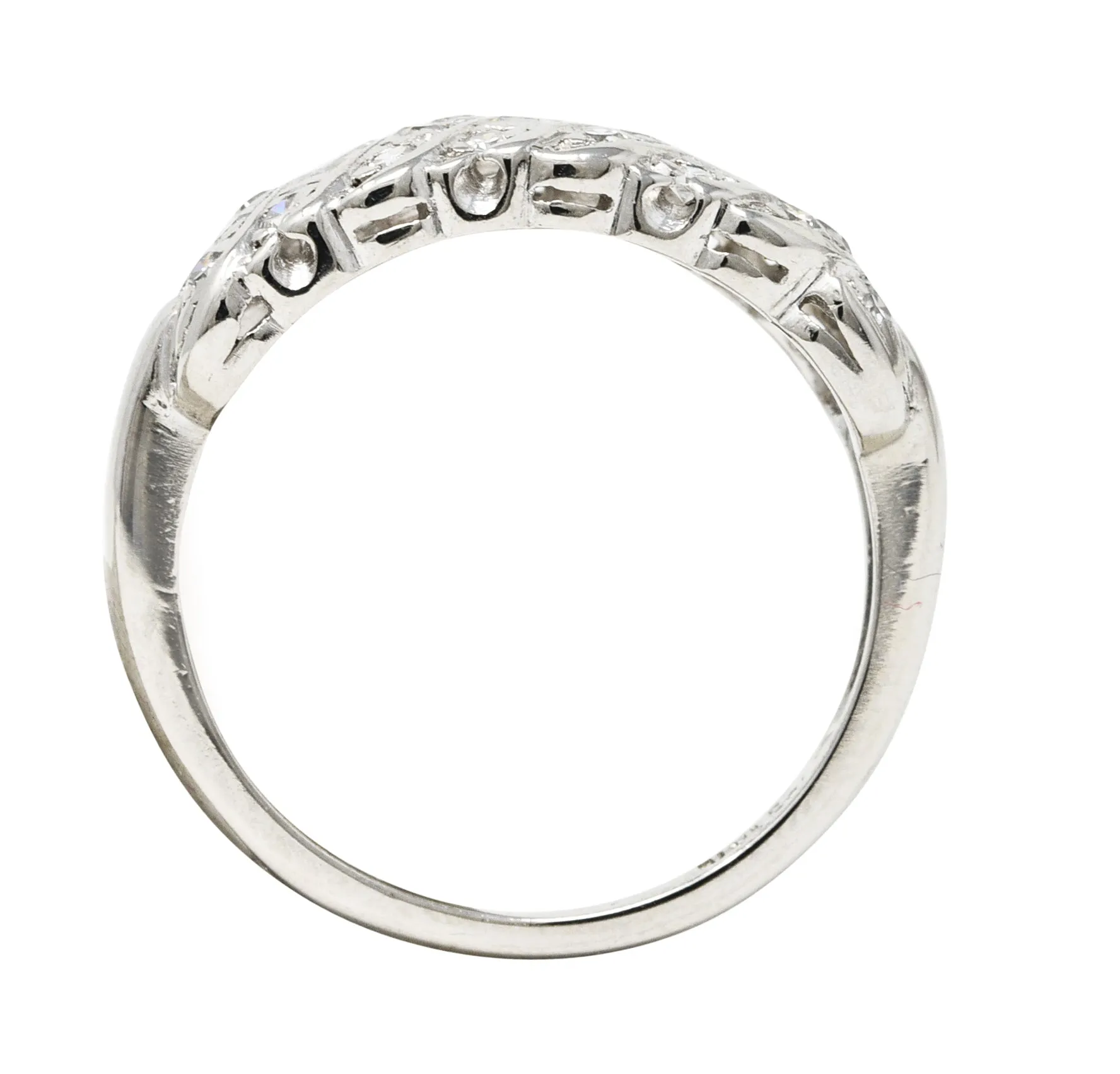 1930's Art Deco 0.50 CTW Diamond Platinum Vintage Woven Band Ring