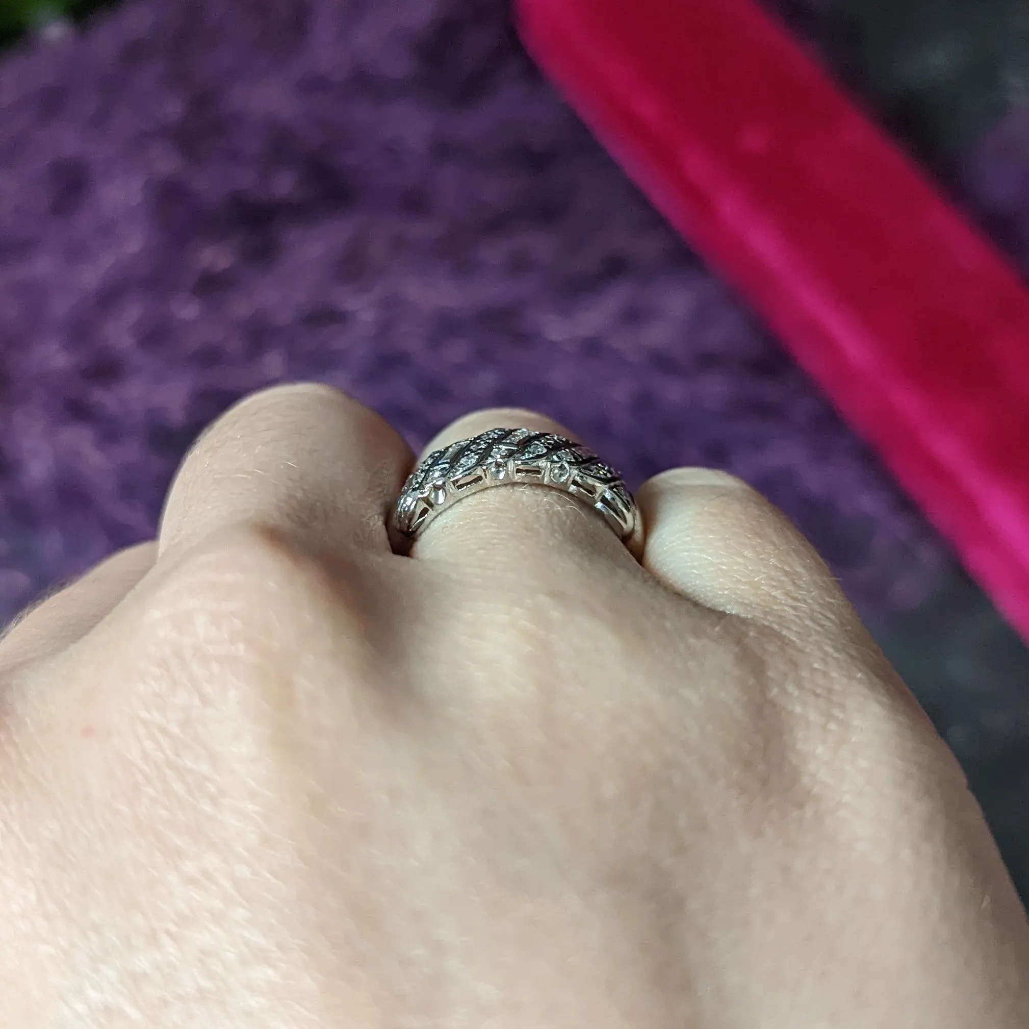 1930's Art Deco 0.50 CTW Diamond Platinum Vintage Woven Band Ring
