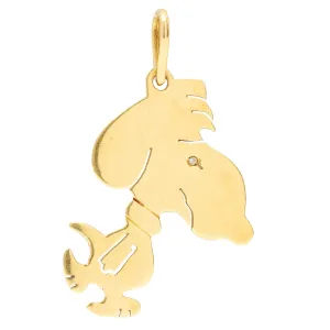 1950's Diamond 18 Karat Yellow Gold Cartoon Snoopy Vintage Pendant
