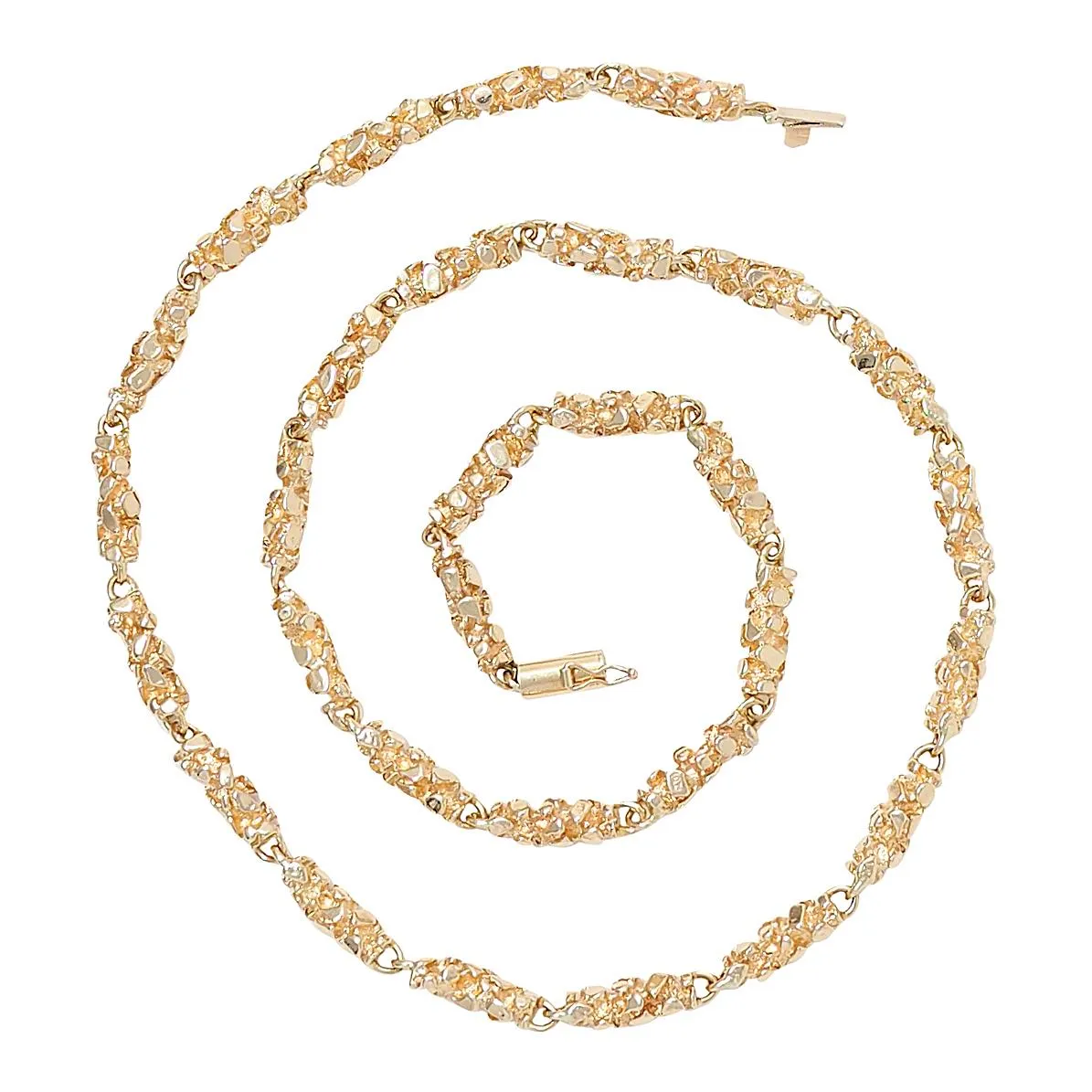 1970's 14 Karat Yellow Gold Nugget Organic Vintage Chain Link Necklace