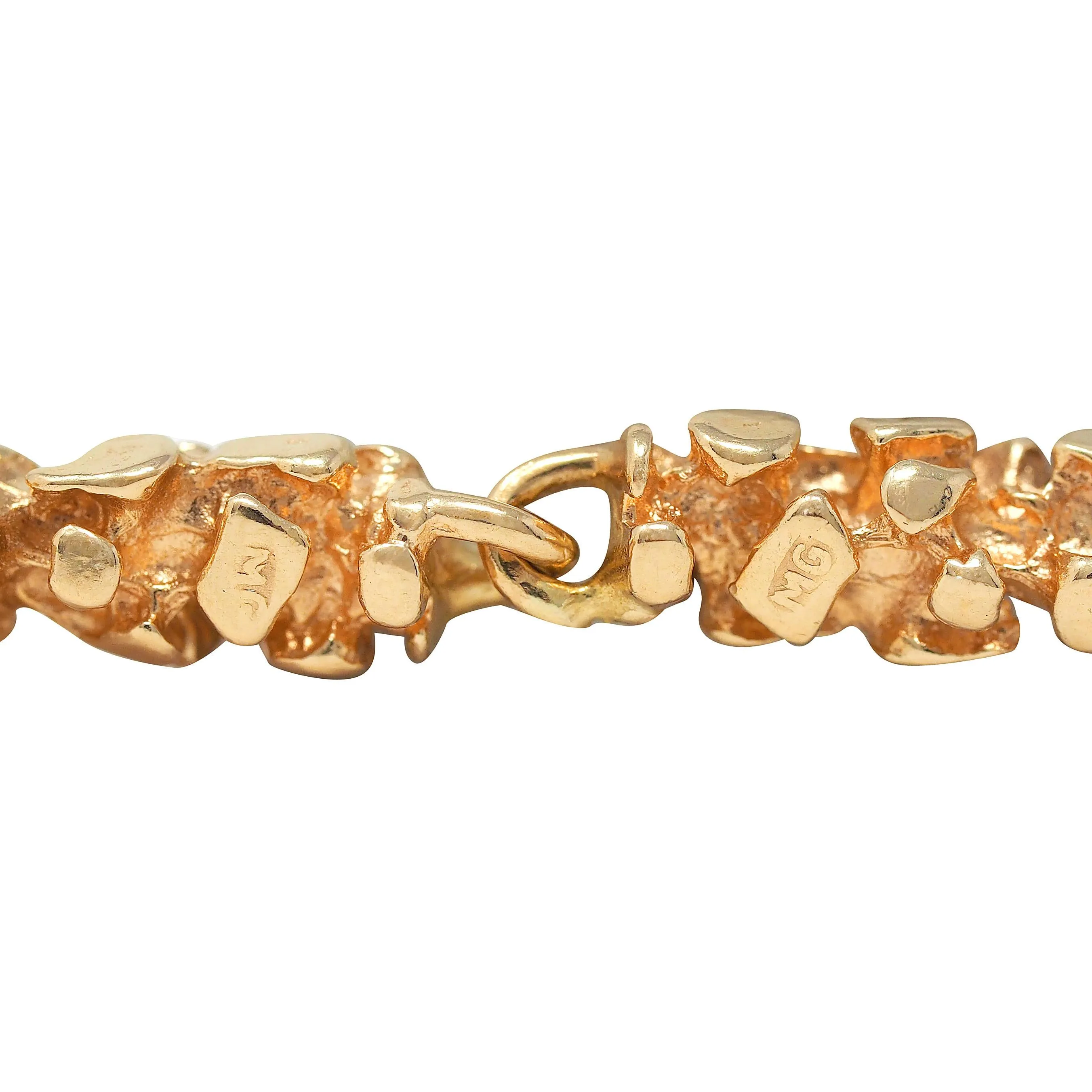 1970's 14 Karat Yellow Gold Nugget Organic Vintage Chain Link Necklace