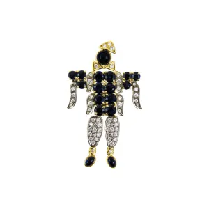 1970s 18KT Yellow & White Gold Sapphire & Diamond Harlequin Pendant