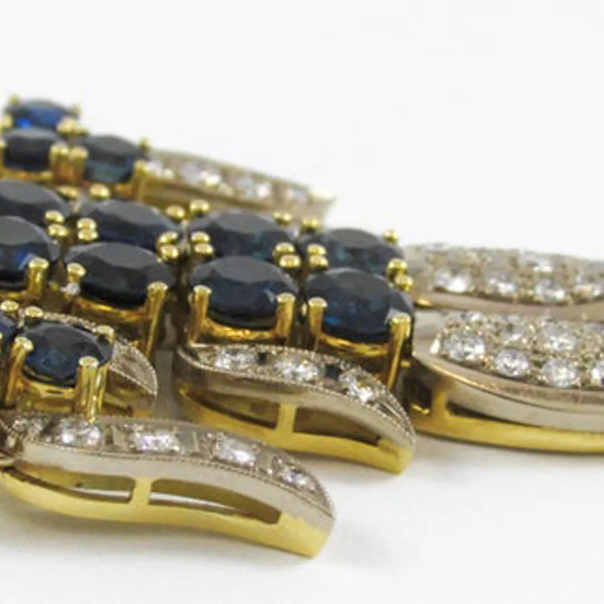 1970s 18KT Yellow & White Gold Sapphire & Diamond Harlequin Pendant