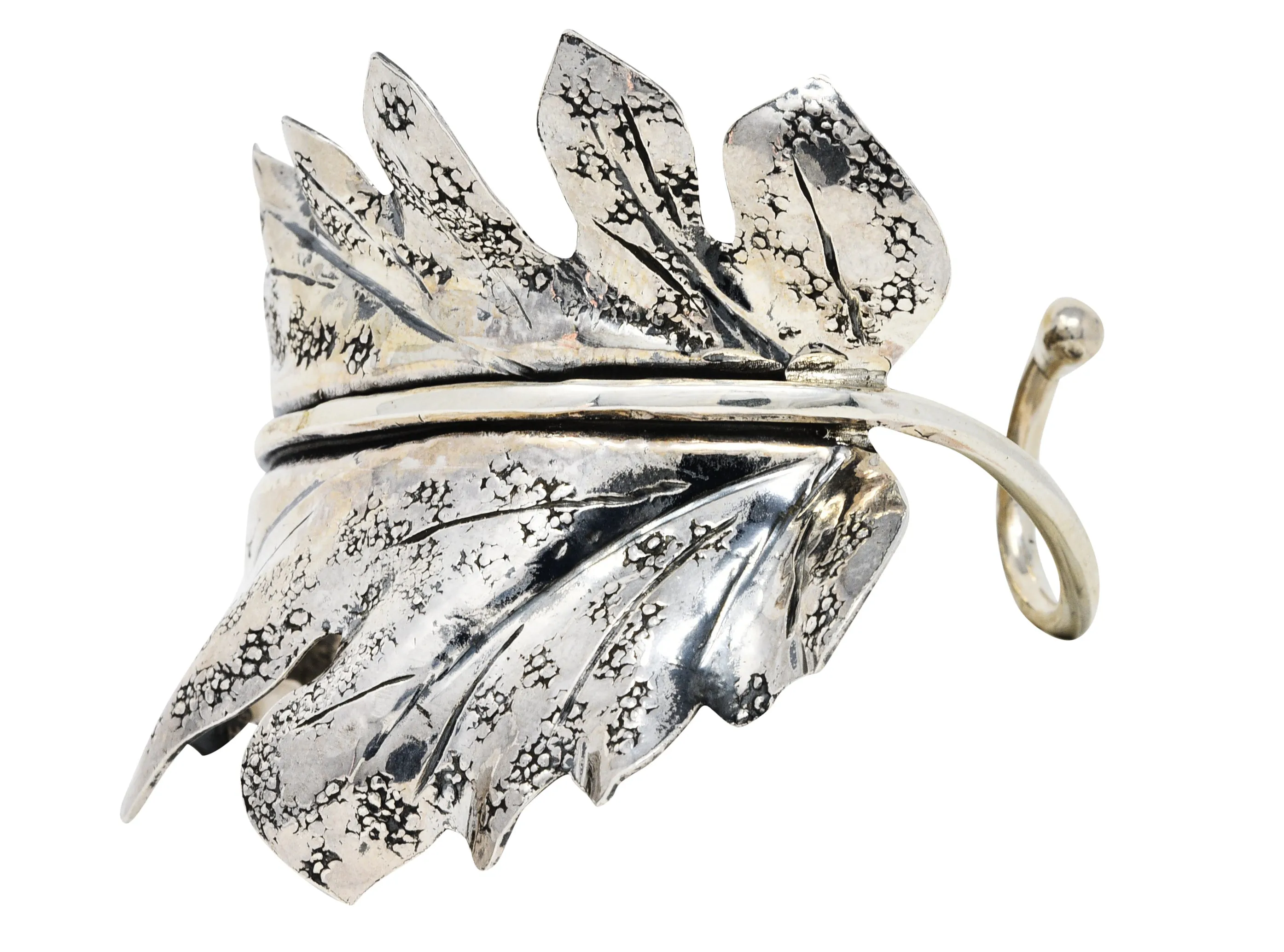 1970's Buccellati Sterling Silver Prestigi Leaf Cuff Bracelet