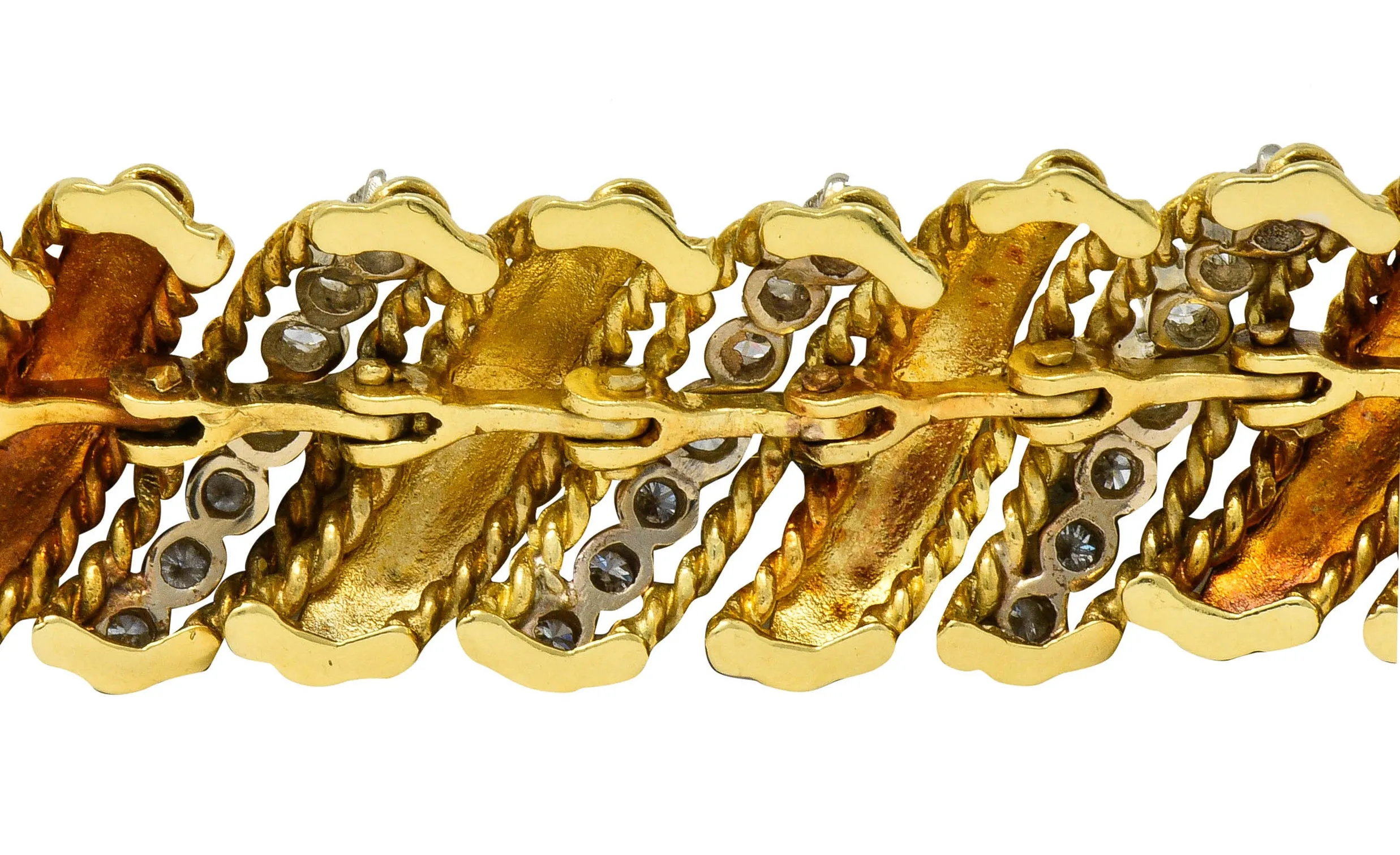 1970's Vintage 7.92 CTW Diamond 18 Karat Gold Link Bracelet