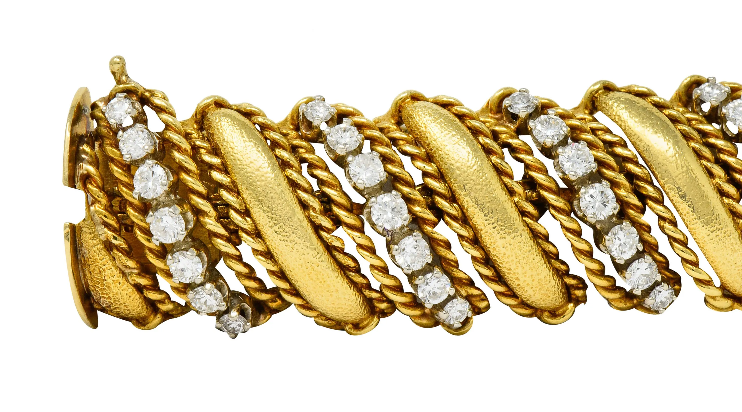 1970's Vintage 7.92 CTW Diamond 18 Karat Gold Link Bracelet