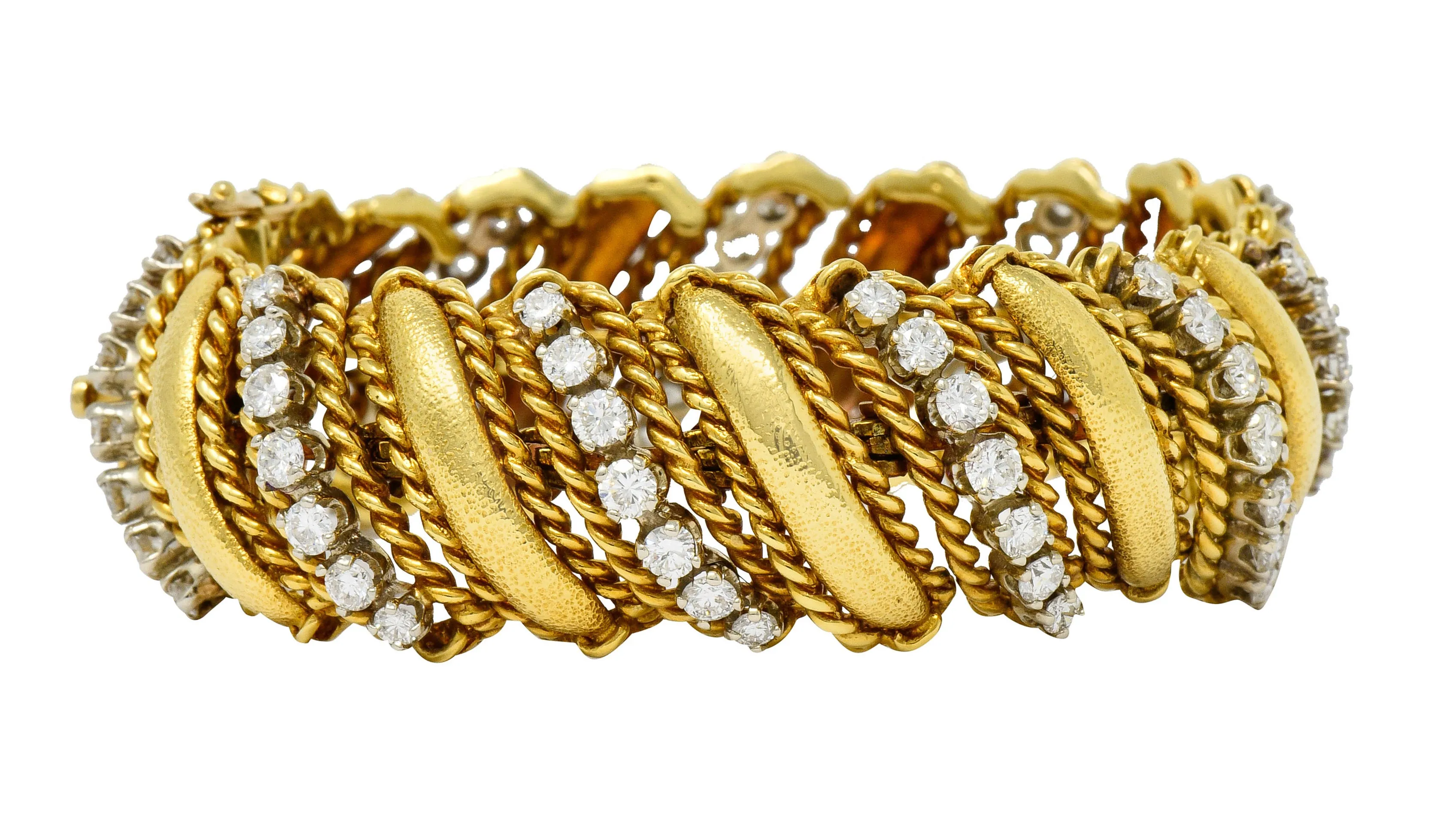 1970's Vintage 7.92 CTW Diamond 18 Karat Gold Link Bracelet