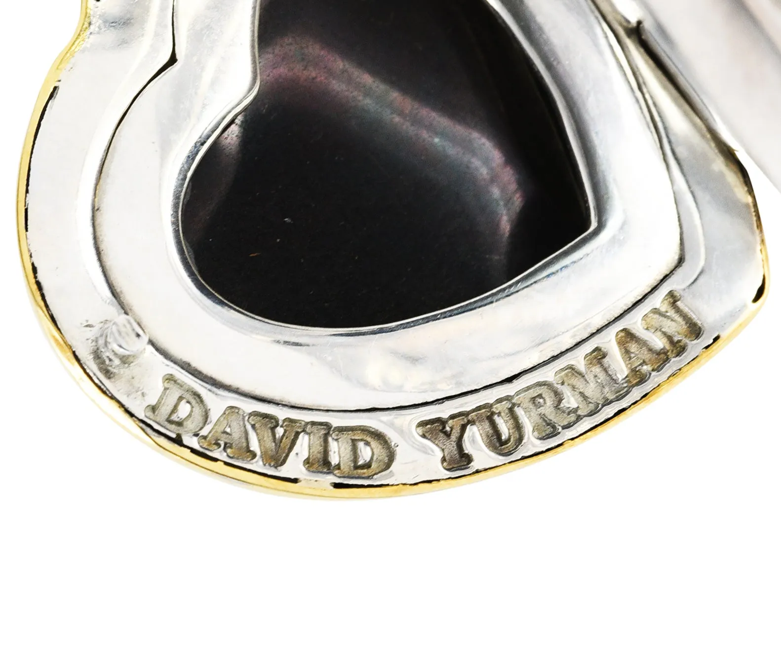 1990's David Yurman 18 Karat Gold Sterling Silver Classic Cable Heart Locket Enhancer Pendant