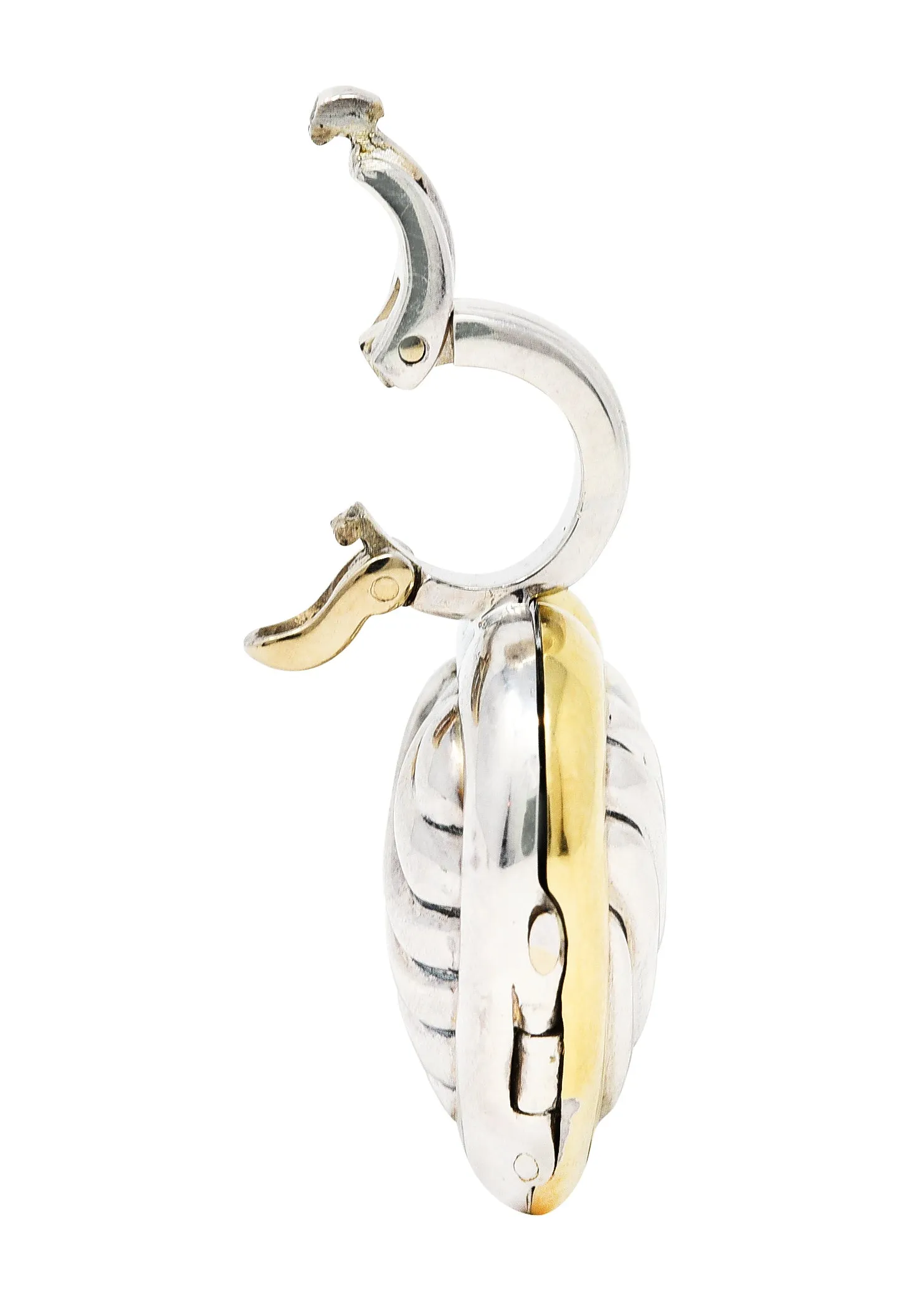 1990's David Yurman 18 Karat Gold Sterling Silver Classic Cable Heart Locket Enhancer Pendant
