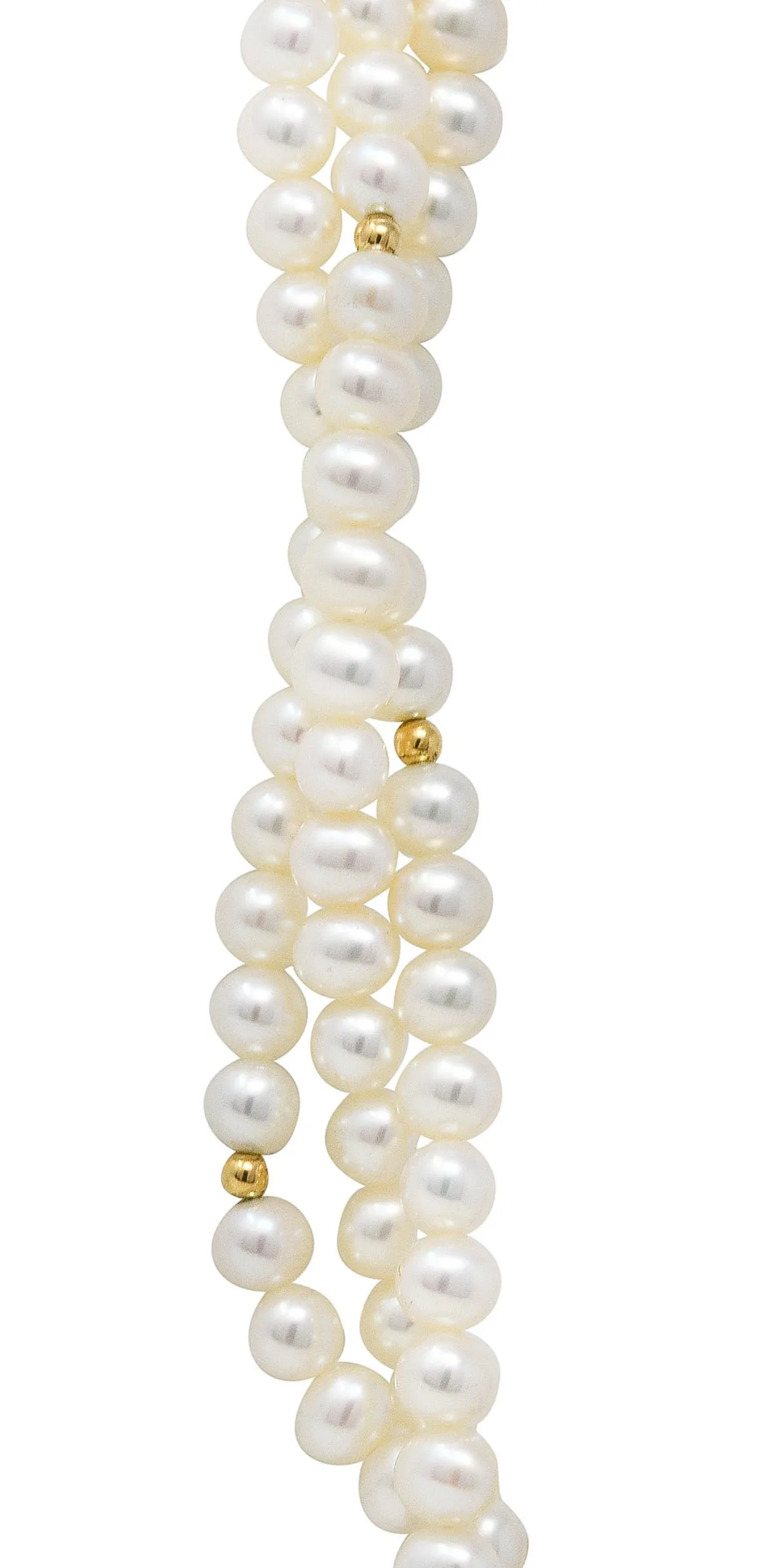 1990's Lagos Pearl 18 Karat Gold Sterling Silver Luna Three Strand Necklace