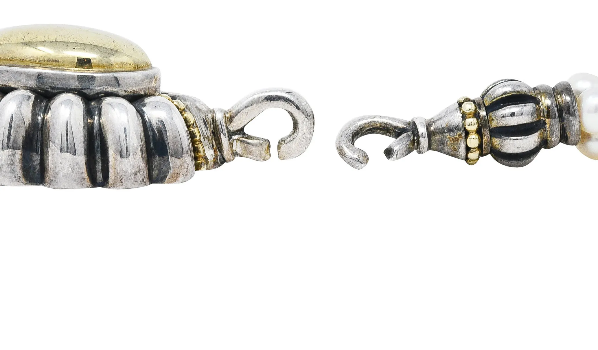1990's Lagos Pearl 18 Karat Gold Sterling Silver Luna Three Strand Necklace
