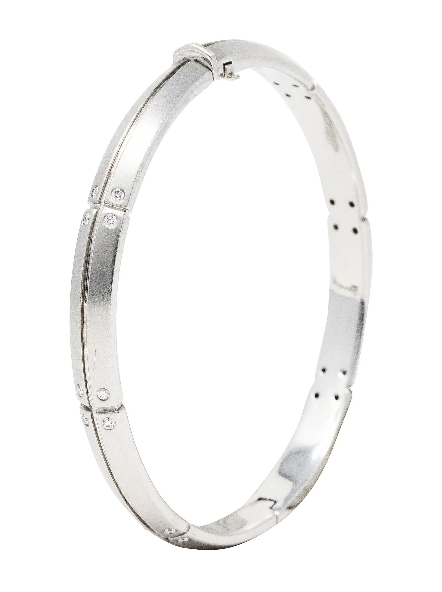 2000's Tiffany & Co. Diamond 18 Karat White Gold Streamerica Bangle Bracelet