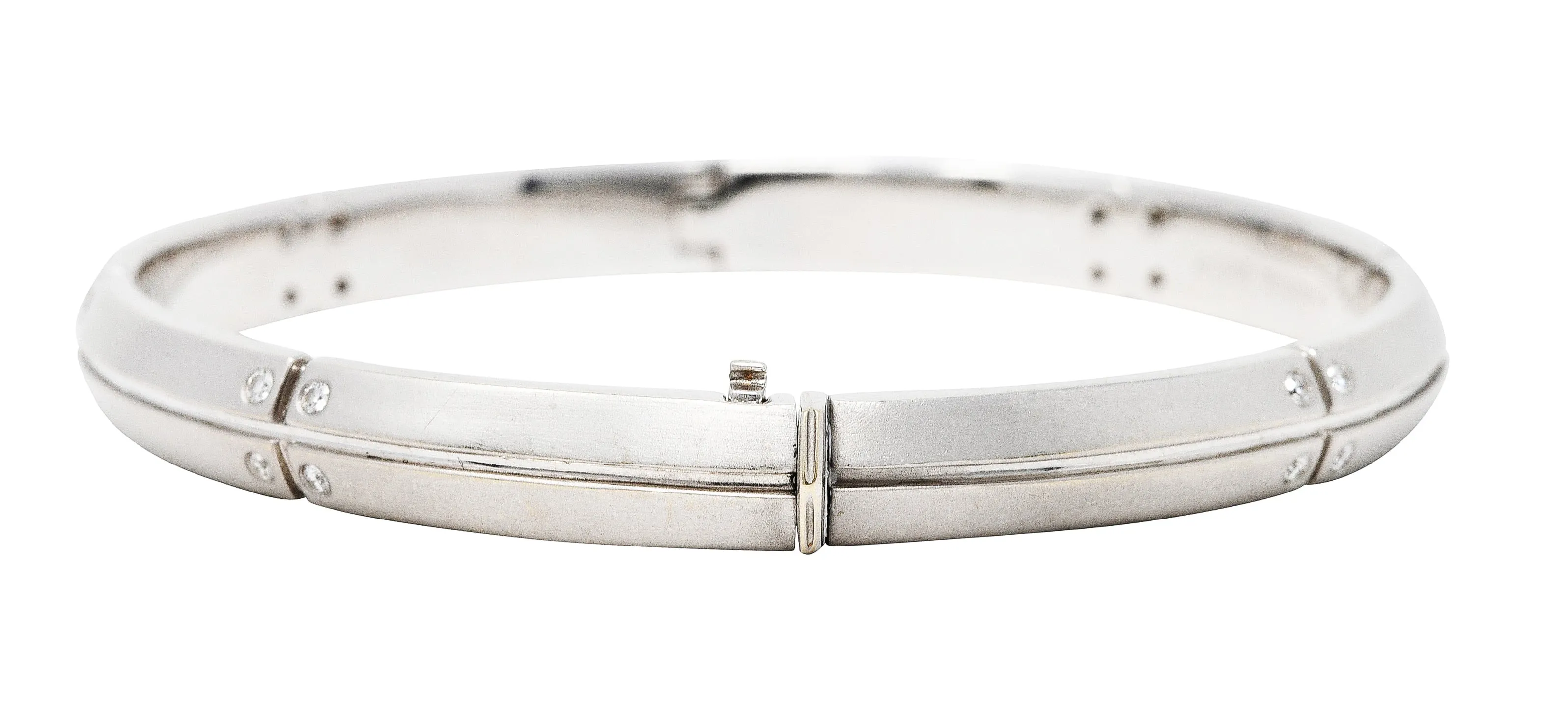 2000's Tiffany & Co. Diamond 18 Karat White Gold Streamerica Bangle Bracelet