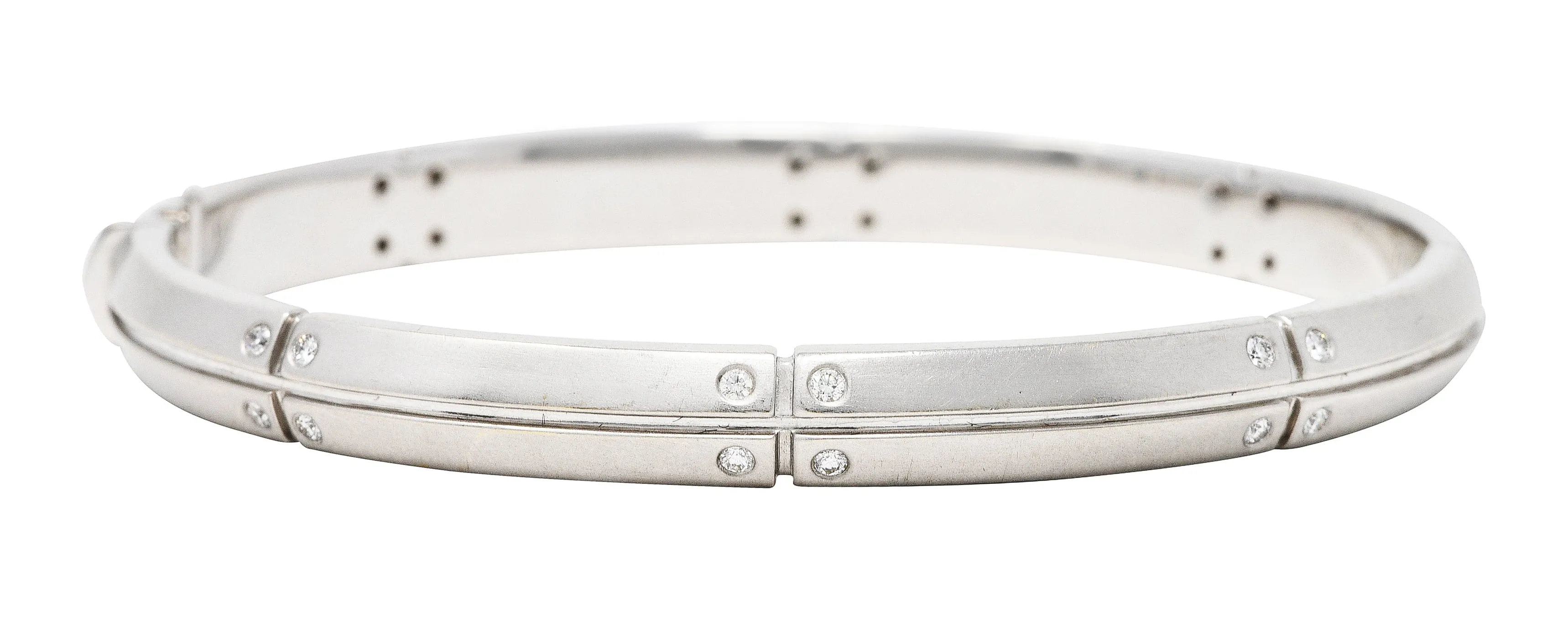2000's Tiffany & Co. Diamond 18 Karat White Gold Streamerica Bangle Bracelet