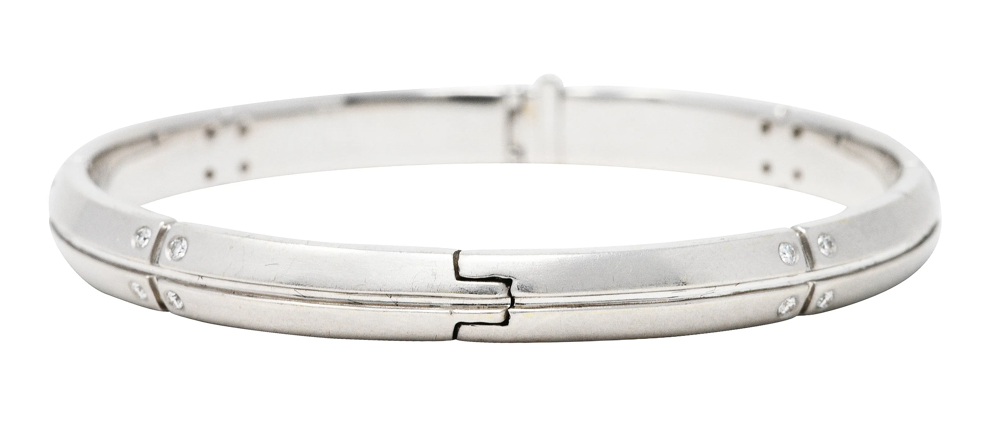 2000's Tiffany & Co. Diamond 18 Karat White Gold Streamerica Bangle Bracelet