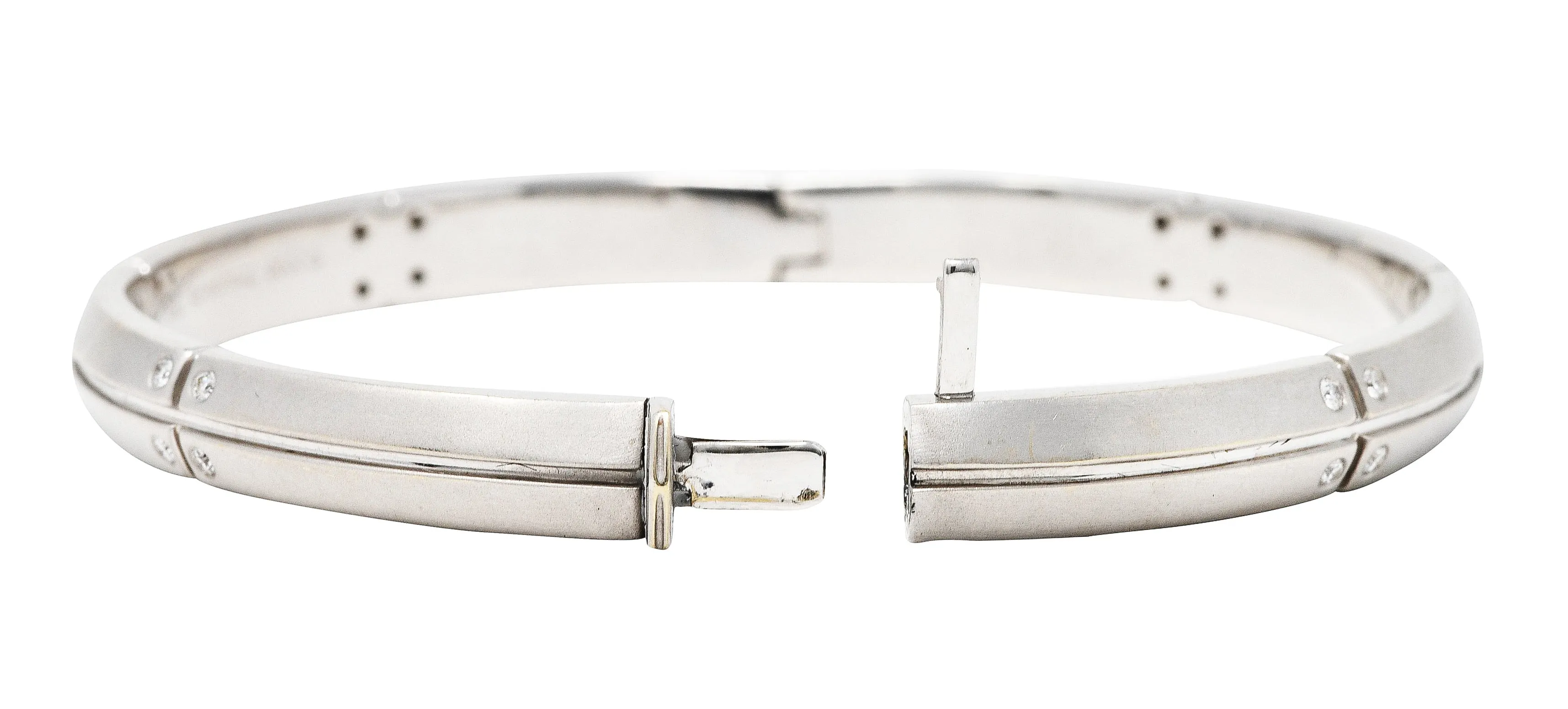 2000's Tiffany & Co. Diamond 18 Karat White Gold Streamerica Bangle Bracelet
