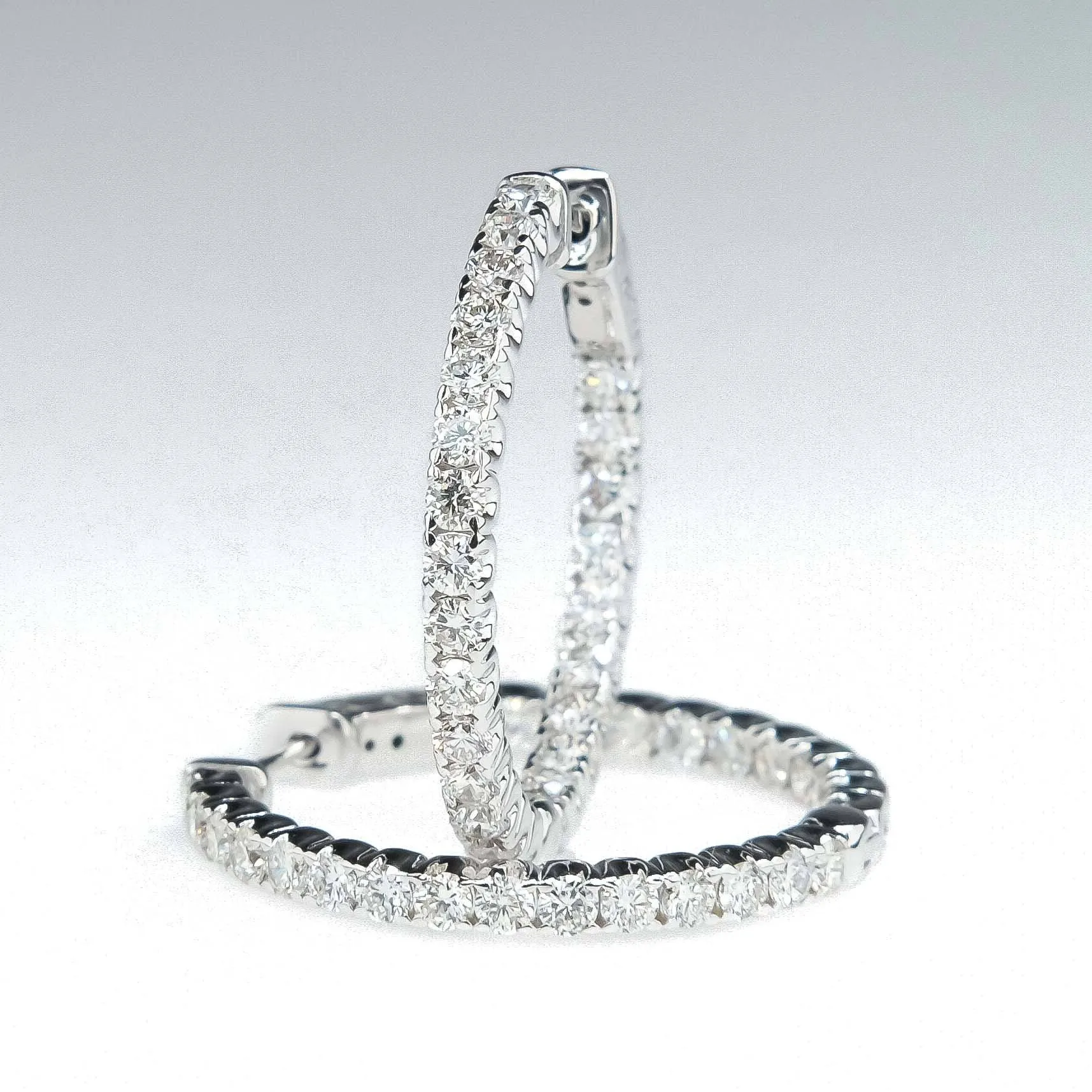 2.18ctw Diamond Inside Out Hoop Earrings in 14K White Gold