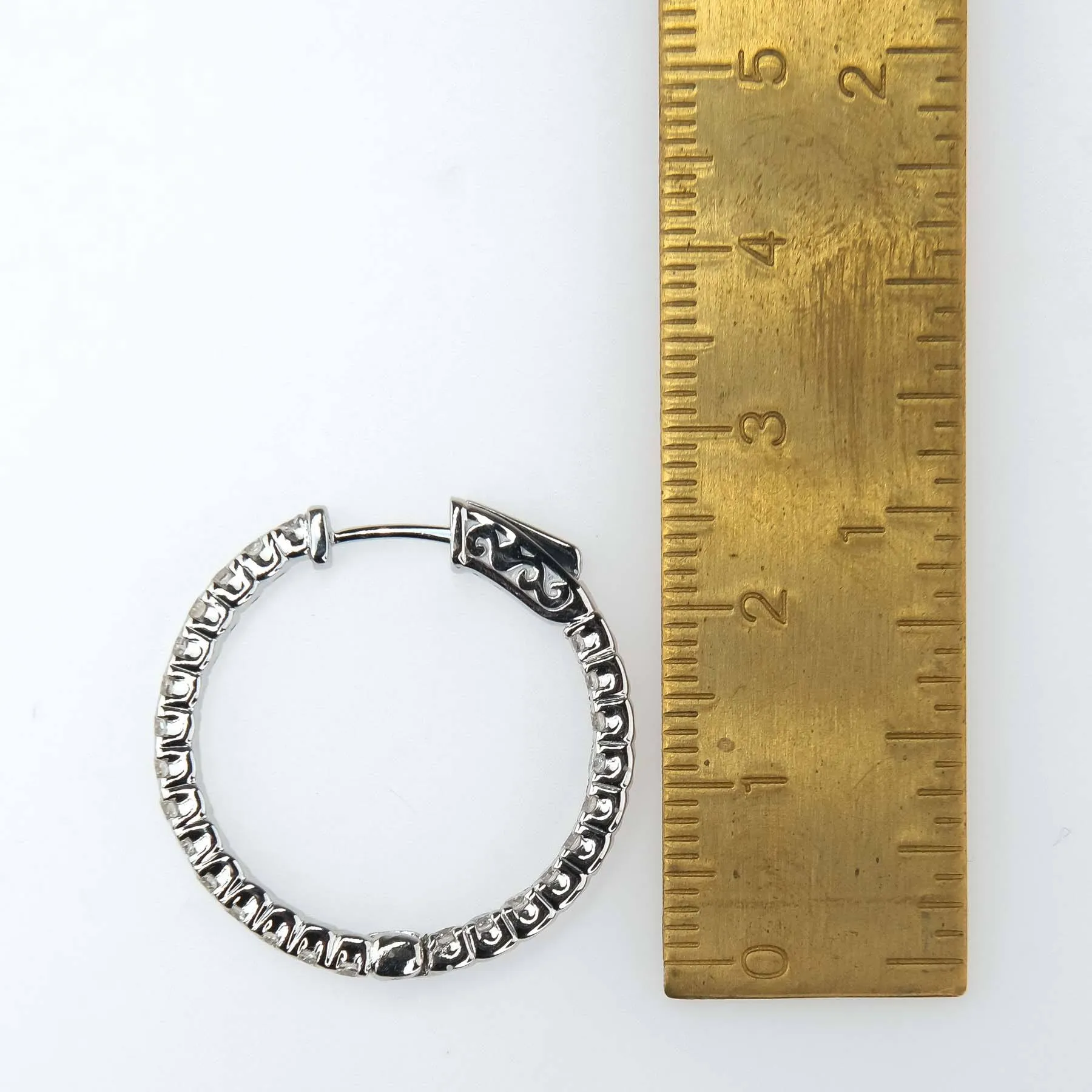 2.18ctw Diamond Inside Out Hoop Earrings in 14K White Gold