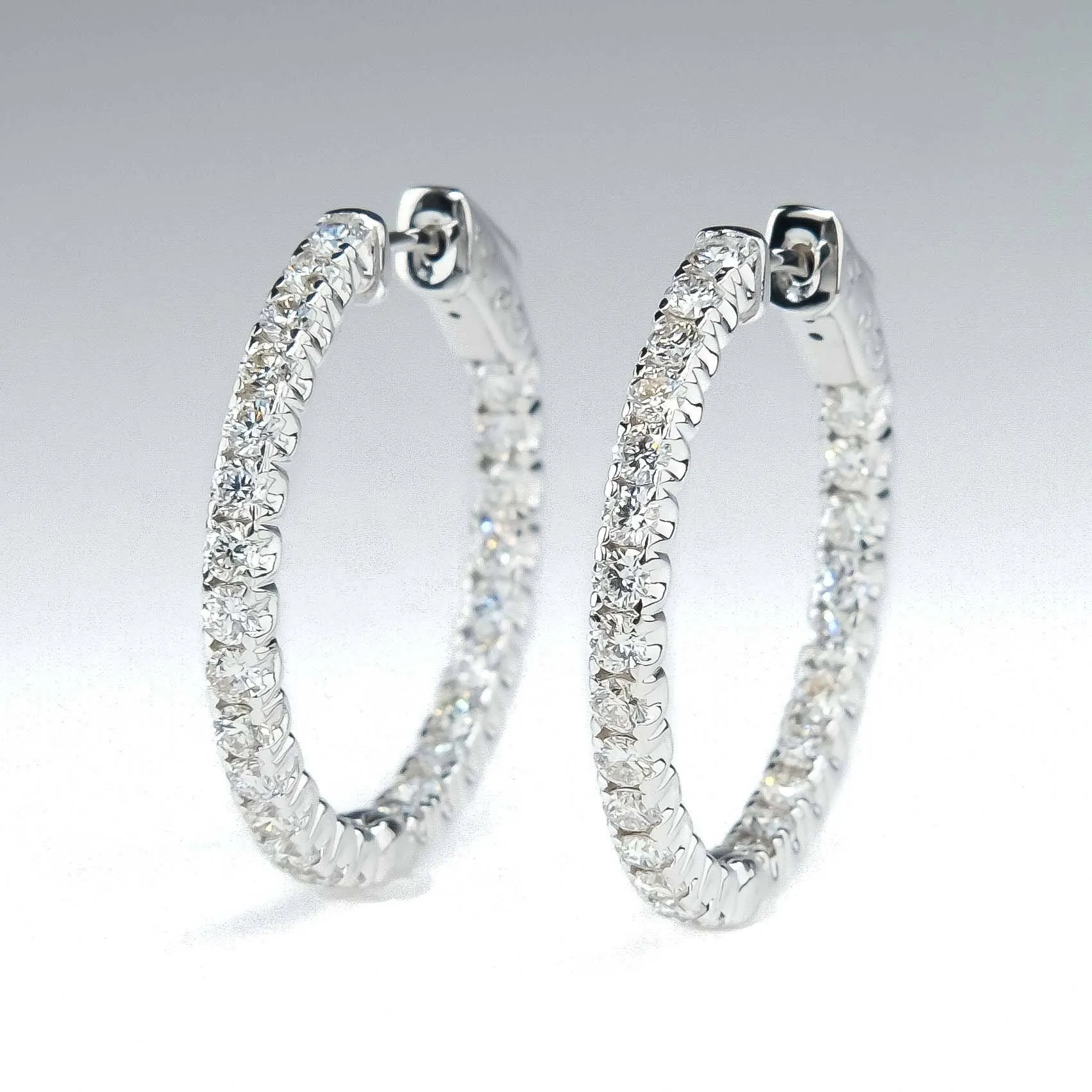 2.18ctw Diamond Inside Out Hoop Earrings in 14K White Gold