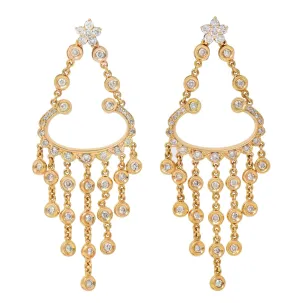 3.00 CTW Diamond 18 Karat Rose Gold Chandelier Fringe Floral Drop Earrings