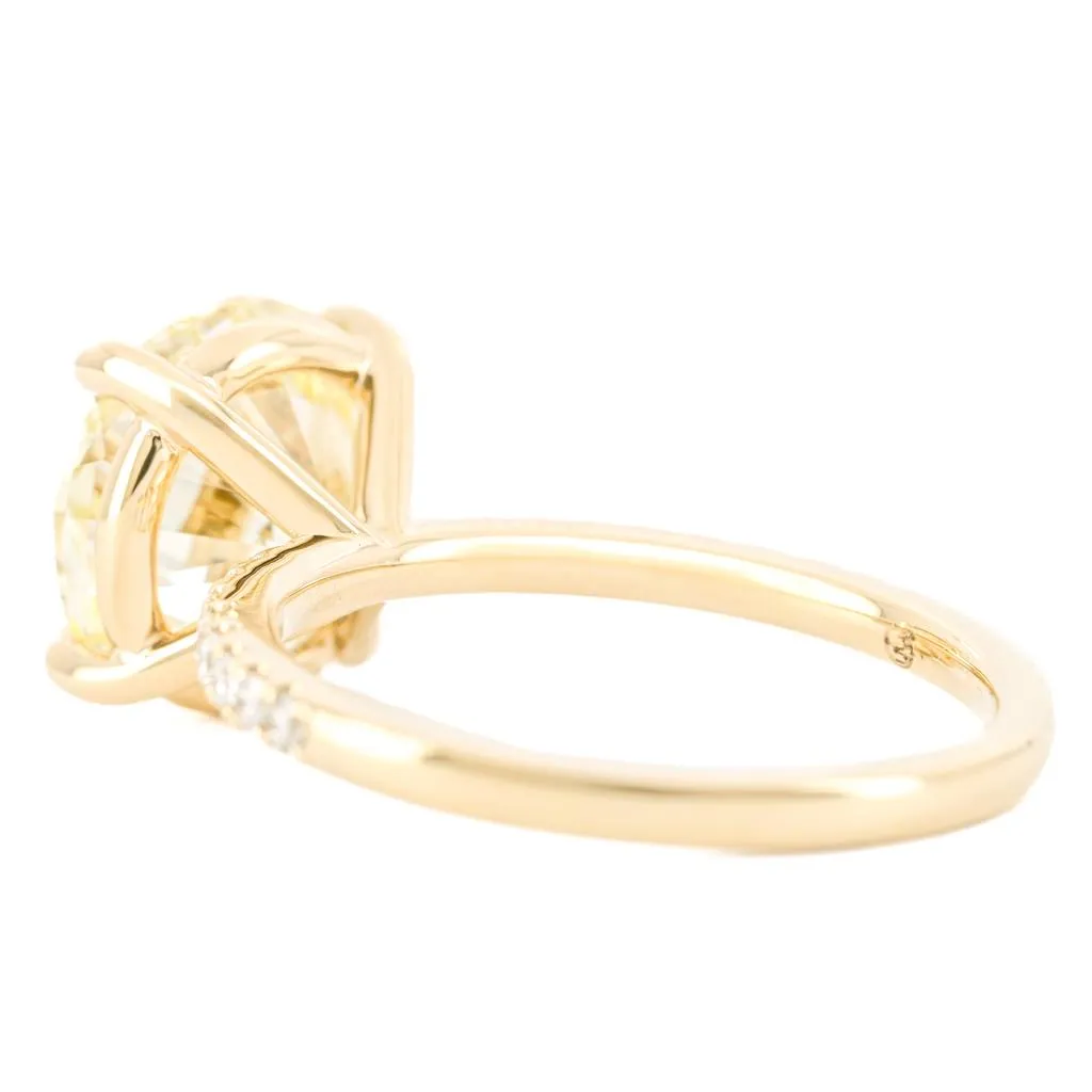 4.18CTW Round Diamond Engagement Ring  - Pav Band - 14K Yellow Gold